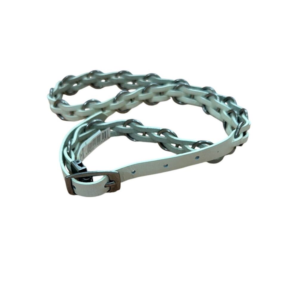 Armani Exchange Womens Leather Chain Belt White Silver Size Medium